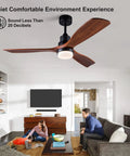 Boss 52 Inch Ceiling Fan With Light Wood Finish Three Blade Design in modern living room with family