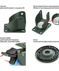 Mavvilo Heavy-Duty 3-Inch Swivel Caster Wheels for Furniture & Industrial Use Steel plate bracket with double brake stability features.