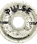 Outdoor Quad Roller Wheel Set 65mm By 37mm 78A Pulse Pro Glitter Clear, showing close-up of one wheel with hollow core technology.