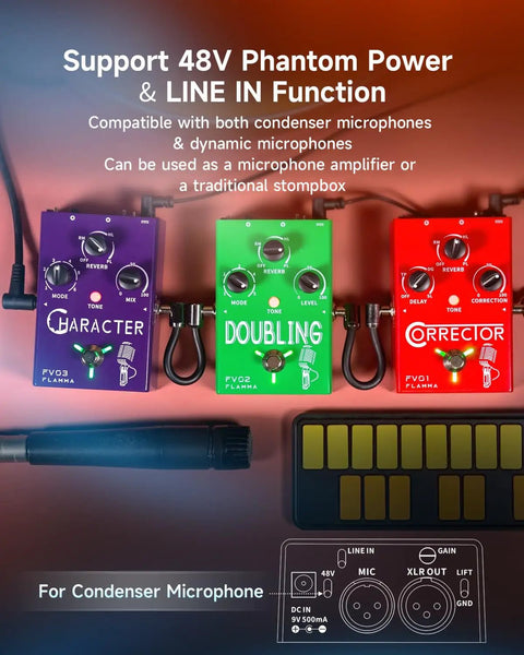 FV01 Vocal Effects Processor With Pitch Correction And Delay Reverb, a pro-level stompbox voice pedal setup for singers