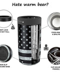 4 In 1 Slim Can Cooler Insulated Stainless Steel Holder Fits 12 Oz Cans Regular Cans Beer Bottles And Drinking Cup Double Wall Keeps Drinks Icy Cold Black American Flag