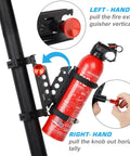Heavy Duty Aluminum Fire Extinguisher Mount Bracket with Quick Release for 1.75 to 2 Inch Roll Bars on black bar.