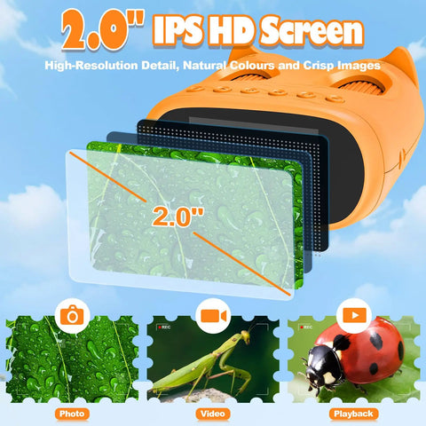 2 In 1 Kids Microscope And Telescope 1000X Magnification Portable STEM Toy For Outdoor Explorers Learn Insects Leaves Rocks Birds And Distant Landscapes Up Close And Far Away On Family Adventures And Class Projects, 2.0-inch IPS screen