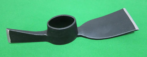 Beefy Heavy Duty Forged Mattock Cutter For Ground Breaking on green surface, 15 inch, 3.8 lb, mighty pickaxe hoe head