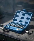 Bothyi Electric Screw Extractor Bolt Remover Set With High Carbon Steel Core And Firm Turning Action Perfect For Auto Repairs Workshop Projects Home Maintenance Diy Tasks And Serious Gear Heads Who Need Reliable Tools That Actually Grip Tough Stripped. blue case with steel extractors for stripped bolts