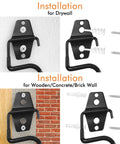 Installation guide for Beefy Heavy Duty Metal Broom Holder Wall Mount 12 Pack S Hooks on drywall and wooden wall surfaces.