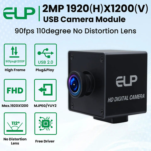 Global Shutter USB Wide Angle Webcam With 110 Degree Low Distortion Lens 1080p At 90fps Ultra Smooth High Frame Rate USB 2.0