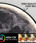 Moon Design Flush Mount Led Ceiling Light Fixture With Remote Dope Vibe Dimmable 50W, moonlight pattern and CRI display