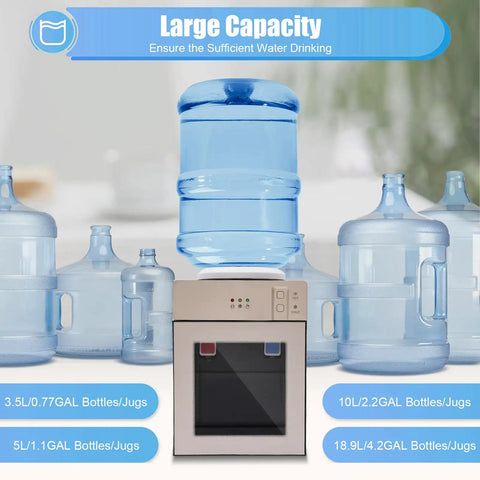 Hot And Cold Water Dispenser With Stainless Steel Liner Compact Desktop Cooler And Heater Three Temperature Settings With Water Jugs
