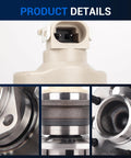 Details of 512357 Rear Wheel Hub Bearing Assembly, featuring ABS connector and close-up views of bearing surface and flange.