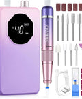 40,000 RPM Nail Drill For Pros With 30 Second Acrylic Removal And Low Noise Electric Nail File Kit in Gradient Purple with bits