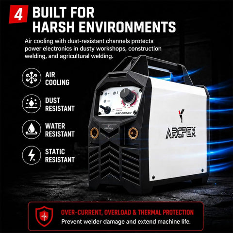 200 Amp Stick Welder 2 In 1 Portable Welding Machine Dual Voltage 110V And 220V with air cooling feature emphasized