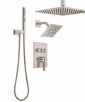 Lava Odoro Square Rain Shower Faucet Set, Button Diverter Shower Faucet with 3 in 1 Handheld, Ceiling Mount Rainfall Shower System with 2 Shower Head, Valve Trim Kit, 12 Inch (Brushed Nickel, 12 Inch)