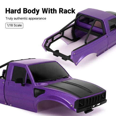 Purple 1/18 Scale RC Crawler Pickup Hard Body Shell With Bed Rack for TRX4M Defender Bronco