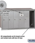 Top Shelf Vertical Mailbox With Six Lockable Doors Solid Aluminum Body showing carrier access door and tenant compartments.