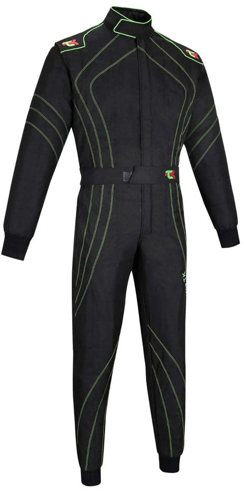 Go Kart Racing One Piece Cordura Suit For Adults Black XXL With Two Layer Comfort Inside Mesh Liner Velcro Collar Elastic Cuffs Fully Floating Shoulder Gusset Durable Karting Gear For Serious Racers