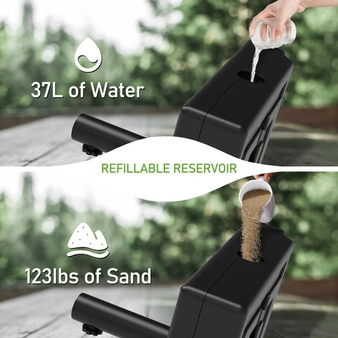 Beefy Outdoor Umbrella Base With Wheels And Handle For Easy To Move 120 Lb Capacity Rust Resistant And Windproof