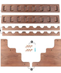 Premium Solid Wood Pipe Stand Featuring 16 Custom Cubbies Double Tier Desktop Tobacco Display Rack parts layout with screws.