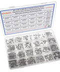 Gearhead Grade 1050 Piece 304 Stainless Steel Knurl Socket Head Cap Screws Hex Nuts And Flat Washers Assortment Kit visible