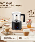 Six In One Electric Milk Frother With 17 Oz Capacity Dope Auto Warm And Cold Foam Maker For Coffee Black Finish Display