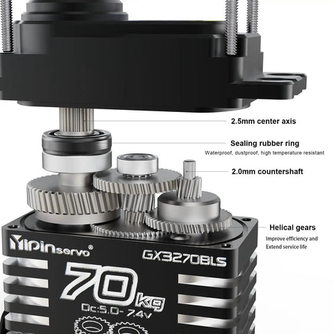 Beefy 70Kg Brushless RC Servo With All Steel Helical Gears For 1/8 1/10 1/12 RC Trucks Crawlers Boats And Robots 8.4V High Torque