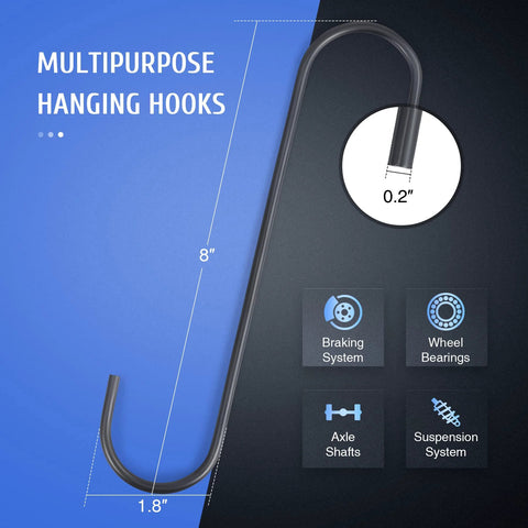Multipurpose hanging hooks from the Universal Wheel Hub Removal Tool Kit with Hub Shocker for 5, 6, and 8 lug hubs.