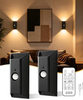 Fuligent Motion Sensor Light Indoor, Rechargeable Wall Sconce, 2 Pack mounted on walls, with remote and USB cable.