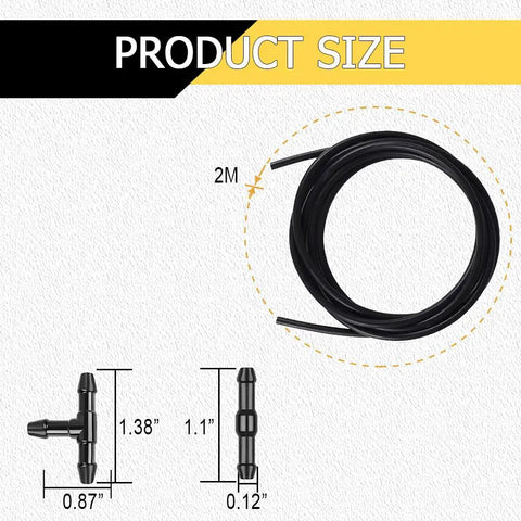 Plug And Play Windshield Washer Nozzles Kit With Jet Sprayers And 2 Meter Fluid Hose Connector size dimensions