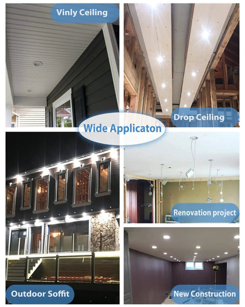 Dimmable 6 Inch LED Recessed Lights Canless Flat Ceiling Panels 12W 120V slick brushed nickel finish in various ceiling applications