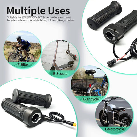 Full Twist Right Handlebar Throttle For E Bikes And Folding Electric Scooters, 24V To 72V Compatible, 3 Pin Waterproof SM Connector, Fits 22MM Handlebars, Works With Most Adult E Bike Controllers, 20X Full WP