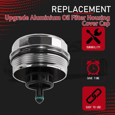Premium Aluminum Oil Filter Housing Cap Upgrade Replacement For BMW Fits 2006 To 2018 1 Series 3 Series 4 Series 5 Series X1 X3 X5 X6 N52 N20 N54 N55 Replaces 11427525334 917056 - side view
