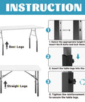 Instruction guide for Adjustable Table Leg Extenders; shows bent to straight leg adjustments for secure fitting.