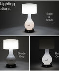 "Six LED Battery Operated Motion Sensing Table Lamp With Dual Zone Lighting For Body, Shade, Or Both, Choose Soft Or Strong Or Combined Light"