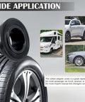 Universal Wheel Balancer Taper Cone Set Four Piece Kit Made From Heavy Duty Carbon Steel for various vehicles including SUVs and trucks.