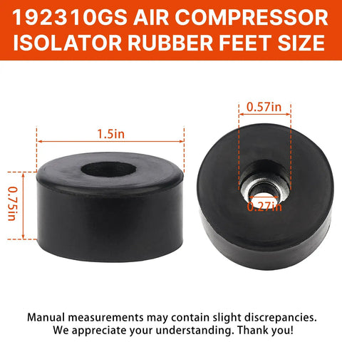 4 Pack Beefy Anti Vibration Rubber Feet For Compressors Generators And Pressure Washers Direct Replacement For 192310GS Fits Coleman Powermate 094-0026 Sanborn E106661 Husky Fini D091007 Heavy Duty Quiet Stable Operation