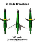 100 Grain Mechanical Broadheads With Two Blade Expandable Design And 2.0 Inch Cutting Diameter Featuring Patented Two Slice Technology