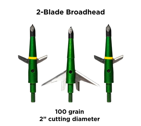 100 Grain Mechanical Broadheads With Two Blade Expandable Design And 2.0 Inch Cutting Diameter Featuring Patented Two Slice Technology
