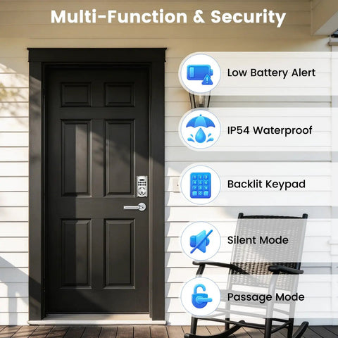 Slick Keyless Entry Deadbolt Smart Lock Delivering 100 Guest Codes And Backup Keys For Front Door Straightforward Install Tight Security Shield Weather Proof Touchscreen Interface