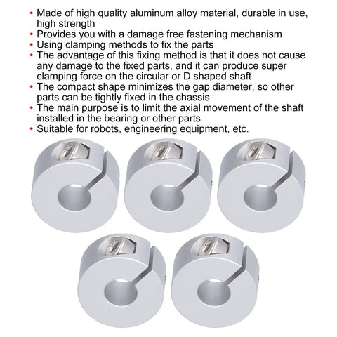 Hardcore Aluminum Alloy Shaft Collar Clamps 5 Pack For Axle Fixing Robots Engineering Machining For Pros Hardware Keeps Firm For Heavy With Rock Solid Stability Under Stress Or Vibes No Hassle With Loose Parts On Your Rig aluminum shaft collar set