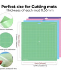 Front view of a 4-pack Cricut cutting mats, 12x12 in, with LightGrip, StandardGrip, StrongGrip and FabricGrip (0.66 mm)