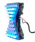 Electronic Hourglass LED DIY Kit For Welding Practice, Blue Ray PCB Board with glowing blue LEDs, Model EK1886