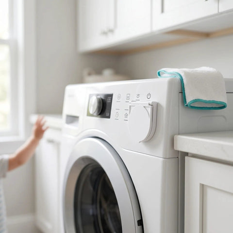 Washing machine with 2 Pack Washing Machine Power Button Cover Guard With Self Adhesive Backing 41mm ID Flip Top Push Button Protector