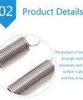 Close-up of Heavy Duty Stainless Steel Dual Hook Tension Spring 12mm OD Extension Spring showcasing glossy finish and dual hooks.