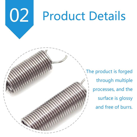 Heavy Duty Dual Hook Tension Extension Spring Made From Solid Stainless Steel With 8mm Outer Diameter And 300mm Length showing glossy surface.
