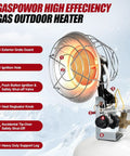 12,000 To 18,000 BTU Propane Heater For Outdoor Use With Tank Top Portable Design, USB Rechargeable Lighter, Safety Shut Off Valve