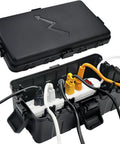 Heavy Duty Outdoor Electrical Box With Six Cable Ports And Ip54 Waterproof Cover keeps power strips and extension cords secure and dry.