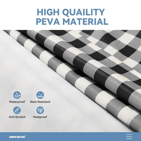Elastic Edge Picnic Table Cover And Bench Covers Set For Outdoor Use Waterproof And Oil Resistant 96x30 Inch Table Cover And 96x12 Inch Bench Covers Black And White 3 Piece Kit For Camping Garden Patio with high quality PEVA material.