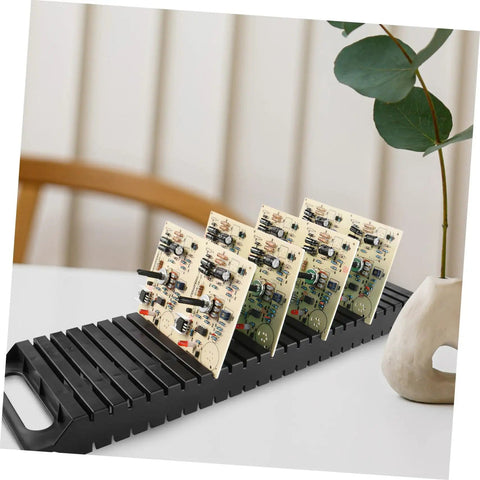 Black Anti Static PCB Rack 3 Piece Set Pro Grade 25 Slot ESD Safe Circuit Board Storage And Drying Shelf with boards