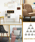 Ten Piece Adjustable Furniture Leveling Legs With Stainless Steel Swivel Feet Heavy Duty Table Leg Levelers next to chairs