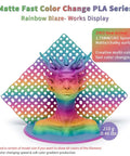 Rainbow Blaze Matte Color Changing PLA Filament For 3D Printing Fast Color Shift by Length with multicolor display